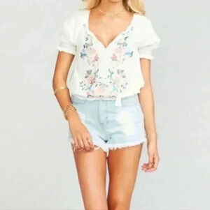 Show Me Your MuMu Boho Once Upon A Flower Top with Tassel Ties  Size S